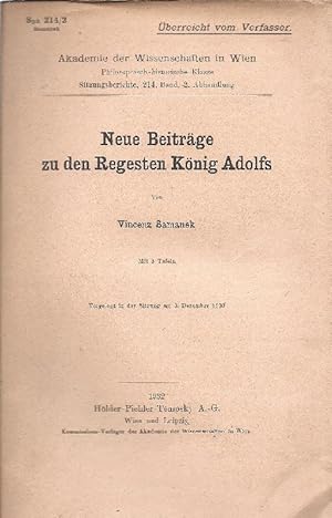 Neue Beiträge zu den Regesten König Adolfs.