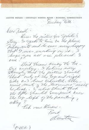 AUTOGRAPH LETTER SIGNED by AUSTIN BRIGGS regarding an illustration he created for John Updike's s...