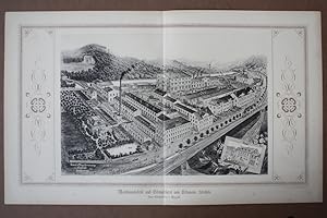 AUE-KLÖSTERLEIN - "Maschinenfabrik und Eisengießerei von Erdmann Kircheis". Detailgetreue Gesamta...