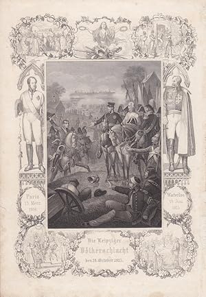 LEIPZIG, Völkerschlacht. "Die Leipziger Völkerschlacht den 18. October 1813". Sammelbild. Anonyme...