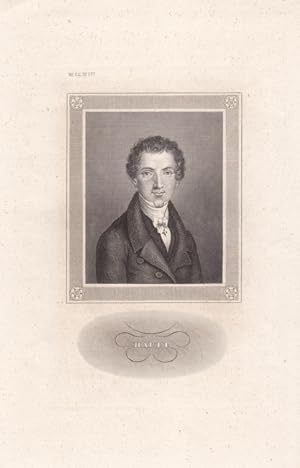 HAUFF, WILHELM (1802 Stuttgart - 1827). Porträt. Brustbild en face. Anonymer Stahlstich um 1840. ...