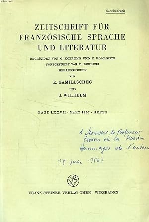 ZEITSCHRIFT FÜR FRANZÖSISCHE SPRACHE UND LITERATUR (SONDERDRUCK), ZUM PROBLEM DER DIGRESSION BEI ...