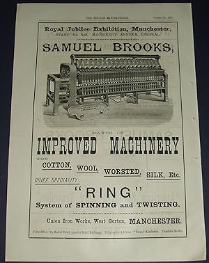 1887 Illustrated Advertisement for Samuel Brooks Improved Machinery