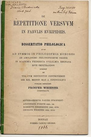 De repetitione versuum in fabulis Euripideis. Dissertation.
