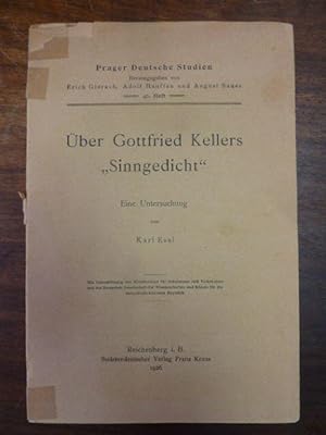 Bild des Verk�ufers f�r �ber Gottfried Kellers "Sinngedicht" - Eine Untersuchung zum Verkauf von Antiquariat Orban & Streu GbR