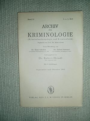 Seller image for Archiv fr Kriminologie (Kriminalanthropologie und Kriminalistik) : Band 91, 3. und 4. Heft [September-Oktober 1932] for sale by Expatriate Bookshop of Denmark