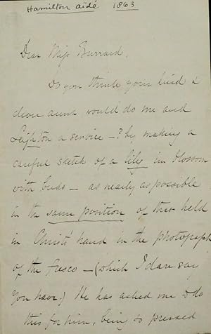 The first 2-sides of an autograph letter, unsigned, to Miss Burrard: