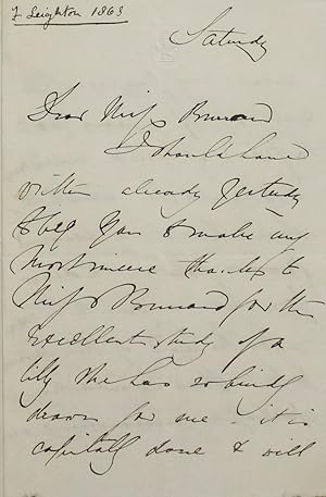 Autograph letter signed, 3 ½ sides 8vo, to Miss Burrard: