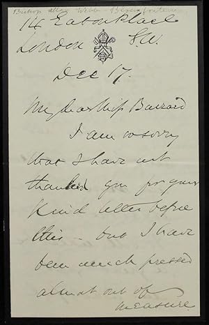 Autograph letter signed, 4-sides 8vo, to Miss Burrard