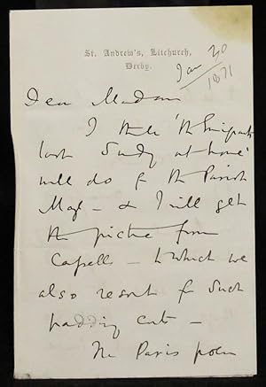 Autograph letter signed, 4-sides 12mo to "Dear Madam" -