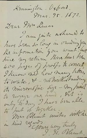 Autograph letter signed to a Mrs. Lucas, 1 side 8vo: