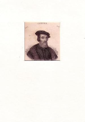 Bild des Verk�ufers f�r PORTRAIT Cortez (sic!). (1485 Medell�n - 1547 Castilleja de la Cuesta, spanischer Konquistador). Schulterst�ck im Halbprofil. Stahlstich. zum Verkauf von Antiquariat Reinhold Pabel
