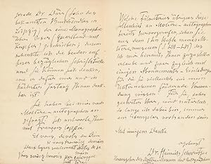 Eigenh. Brief mit U. "Dr. Heinrich Schweitzer, Herausgeber des Molière-Museum und Autographensamm...
