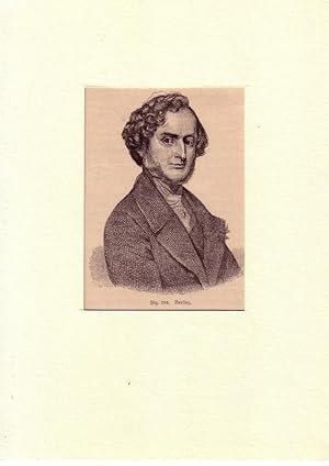 Bild des Verkufers fr PORTRAIT Berlioz. (1803 La Cte Saint-Andr - 1869 Paris, Komponist und Musikkritiker). Brustbild im Dreiviertelprofil. Holzstich. zum Verkauf von Antiquariat Reinhold Pabel