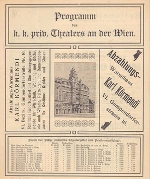 [Programmheft] Programm des k.k. priv. Theaters an der Wien. (Montag den 19. Oktober 1908. "Der F...