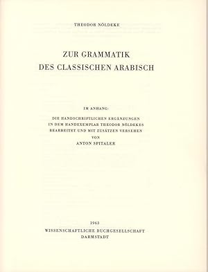 Zur Grammatik des classischen Arabisch. Im Anhang: Die handschriftlichen Ergänzungen in dem Hande...