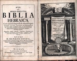 Mikra we-hu Tora, Neviim u-Ketuvim / Biblia Hebraica. Cum optimis impressis et manuscriptis . col...