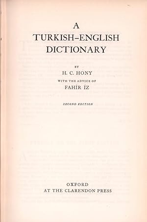 A Turkish-English dictionary. With the advice of Fahir Iz. 2nd. ed.