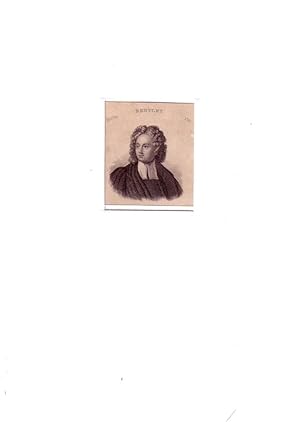 Bild des Verkufers fr PORTRAIT Richard Bentley. (1662 Oulton - 1742 Cambridge, britischer Bibliothekar, Altphilologe). Schulterstck im Dreiviertelprofil. Stahlstich. zum Verkauf von Antiquariat Reinhold Pabel