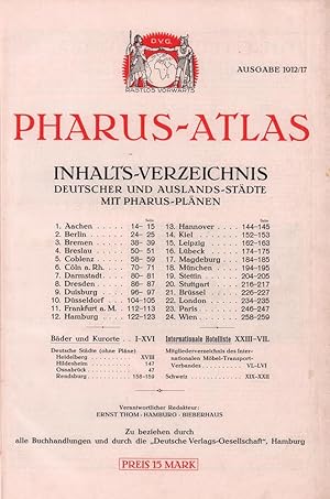 Image du vendeur pour Pharus-Atlas deutscher und Auslands-Stdte mit Pharusplnen. Ausgabe 1912/17. Verantwortlicher Redakteur Ernst Thom, Hamburg, Bieberhaus. mis en vente par Antiquariat Reinhold Pabel