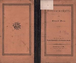 Bild des Verkufers fr Namen-Symbolik in der deutschen Poesie. (Eine literarische Abhandlung). zum Verkauf von Antiquariat Reinhold Pabel