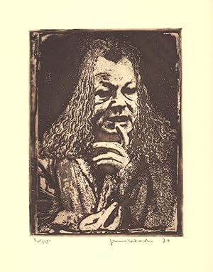 Willy Brandt als Albrecht Dürer. Radierung.