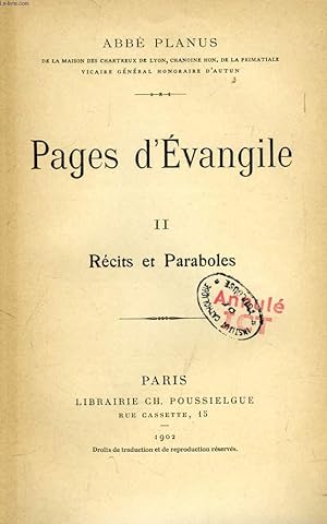 Bild des Verkufers fr PAGES D'EVANGILE, II, RECITS ET PARABOLES zum Verkauf von Le-Livre