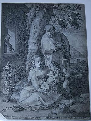 [Antique print, engraving] Holy Family with St. John (Life of the Virgin; set), published 1593, 1 p.