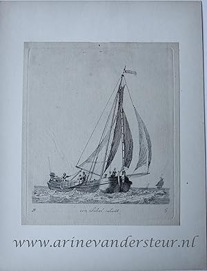 Bild des Verkufers fr [Antique print, etching] een Schol schuit; Verscheyde soorten van HOLLANDSE Vaartuigen. (serie title - B), published 1787, 1 p. zum Verkauf von Antiquariaat Arine van der Steur / ILAB