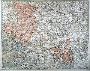 THÜRINGEN. - Karte. Gebietskarte von Thüringen zwischen Duderstadt und Stolberg im Norden, Allend...