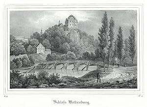 WOLKENBURG. "Schloß Wolkenburg". Blick über Muldebrücke auf Schloß und Ort.