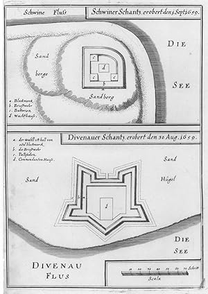 SWINER SCHANZE. "Schwiner Schantz. erobert den 1 Sept. 1659". Plan der Schanze.