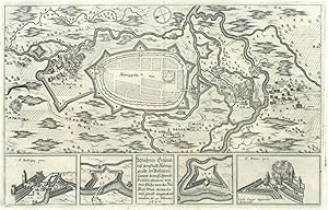 Bild des Verkufers fr KNIGGRTZ. "Wahrer Grundri der Statt Kniggrtz in Bhmen, sampt den Schwed: Fortificationen und wie solche von der Kay. Armada mit gwalt eingenohmen wordem, de 20. Februarj 1640". Grundriplan mit Einzeichnung der Vorstadt, darunter 4 kleine Ansichten (2 Grundrisse, St. Anton und St. Peter). zum Verkauf von Peter Bierl Buch- & Kunstantiquariat Inh.: Andrea Bierl