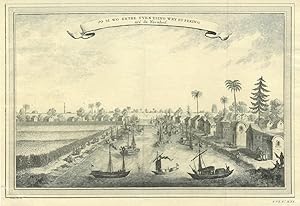 Bild des Verkufers fr PEKING. "Jo Si Wo entre Tyen Tsing Wey et Peking". Hafen mit Uferhusern, hinter der Mauer im Hintergrund die Stadt. zum Verkauf von Peter Bierl Buch- & Kunstantiquariat Inh.: Andrea Bierl