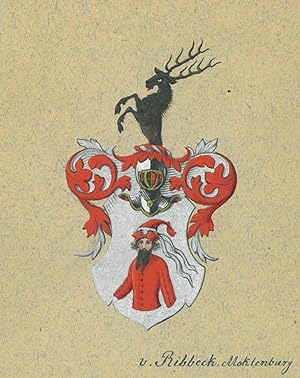 Bild des Verkufers fr RIBBECK. - Wappen. "v. Ribbeck. Meklenburg". zum Verkauf von Peter Bierl Buch- & Kunstantiquariat Inh.: Andrea Bierl