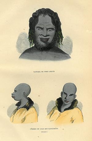 AUSTRALIEN. - Tracht. Brustbilder im Profil nach links bzw. en face einer Frau der Känguruh-Insel...
