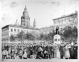 MAINZ. Festzug für die Gutenberg-Feier 1900. Der Dom und Gutenbergplatz, belebt von zahlreichen M...