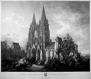SOISSONS. "Abbaye St. Jean des Vignes 'a Soissons. Bauanfang 1229". Blick auf die gotische Kathed...