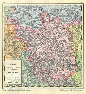 Oberamt Riedlingen Bauser Hand-Atlas REPRINT der KARTE von 1885 Unlingen Buchau