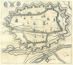 AUGSBURG. - Plan. "Gustaua Augusta". Befestigungsplan mit Einzeichnung der wichtigsten Gebäude.