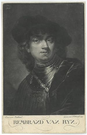 REMBRANDT VAN RYN (1606 - 1669). Halbfigur nach viertelrechts des Malers und Radierers, mit Baret...