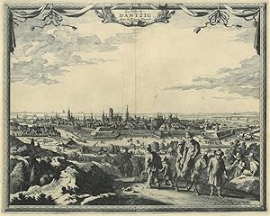 Bild des Verkufers fr DANZIG. "La Ville de Dantzic, dans la Prusse Royale". Gesamtansicht mit reicher Personenstaffage. zum Verkauf von Peter Bierl Buch- & Kunstantiquariat Inh.: Andrea Bierl