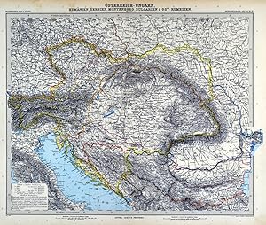 ÖSTERREICH und UNGARN. - Karte. "Österreich-Ungarn. Rumänien, Serbien, Montenegro, Bulgarien & Os...