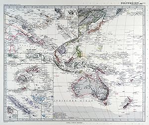 AUSTRALIEN. - Ozeanien. - Karte. "Polynesien und d. gr. O. (westliches Blatt)" und "Polyn. u. der...