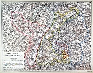 BADEN-WÜRTTEMBERG. - Karte. "Elsass-Lothringen, Würtemberg, Baden und Rheinpfalz".