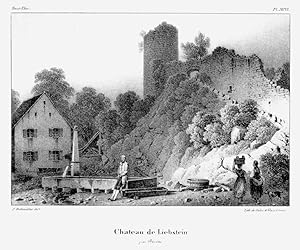 LIEBENSTEIN/bei Ferrette. "Chateau de Liebstein près Ferrette". Blick auf ein Bauernhaus und eine...