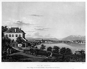 GENF. Vue de Genève, depuis Colognyavec la maison Diodati, ei-devant demeure de Lord Byron".