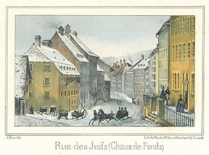 LA CHAUX DE FONDS. "Rue des Juifs" im Winter, vorne Pferdeschlitten.