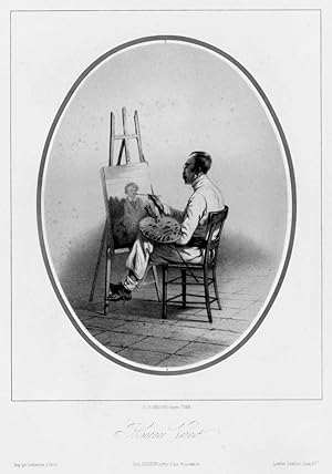 VERNET, Horace (1789 - 1863). Ganzfigur im Profil nach links im Oval des Malers und Lithographen,...