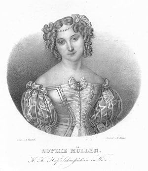 Bild des Verkufers fr MLLER, Sophie (1803 - 1830). Halbfigur en face der "K.K. Hof-Schauspielerin in Wien", unten Inschrift. zum Verkauf von Peter Bierl Buch- & Kunstantiquariat Inh.: Andrea Bierl